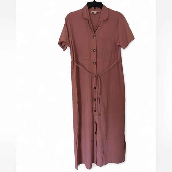 Melrose Studio Mauve Full Button-Down Midi Dress – Size Medium - Picture 1 of 8